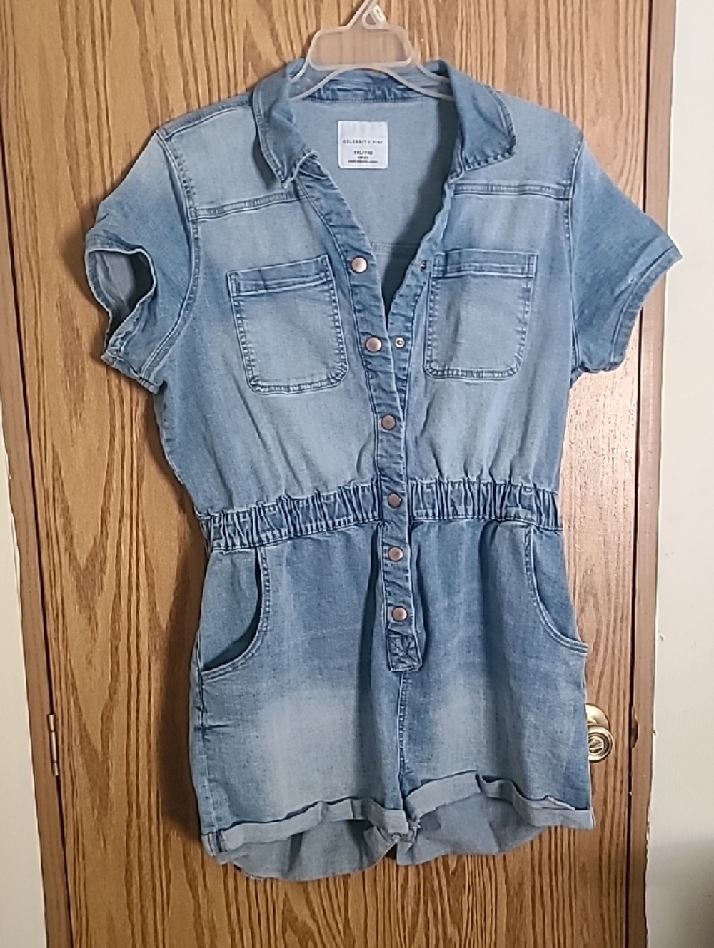 Celebrity Pink Light Blue Denim Romper